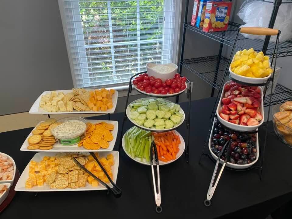 Fresh fruit, vegetables, cheese, and crackers